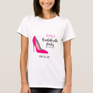 Hot Pink Stiletto High Heel  Bachelorette Party T-Shirt