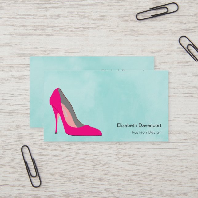 Hot Pink Stiletto High Heel Shoe Chic Business Card (Front/Back In Situ)