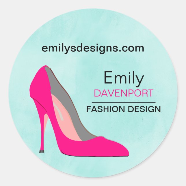 Hot Pink Stiletto High Heel Shoe Chic Business Classic Round Sticker (Front)