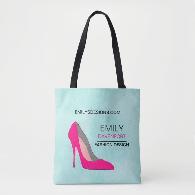 Hot Pink Stiletto High Heel Shoe Chic Business Tote Bag (Front)