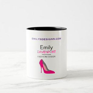 Hot Pink Stiletto High Heel Shoe Chic Personalized Two-Tone Coffee Mug