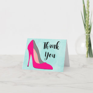 Hot Pink Stiletto High Heel Shoe Chic Thank You Card
