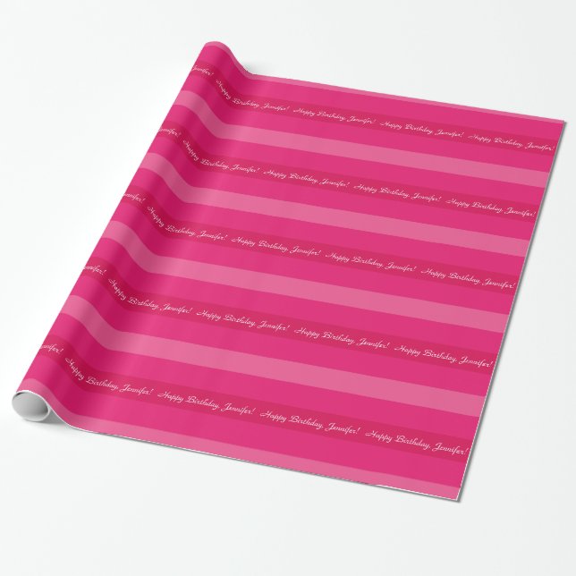 Hot Pink Striped Wrapping Paper Stripes Stripe (Unrolled)