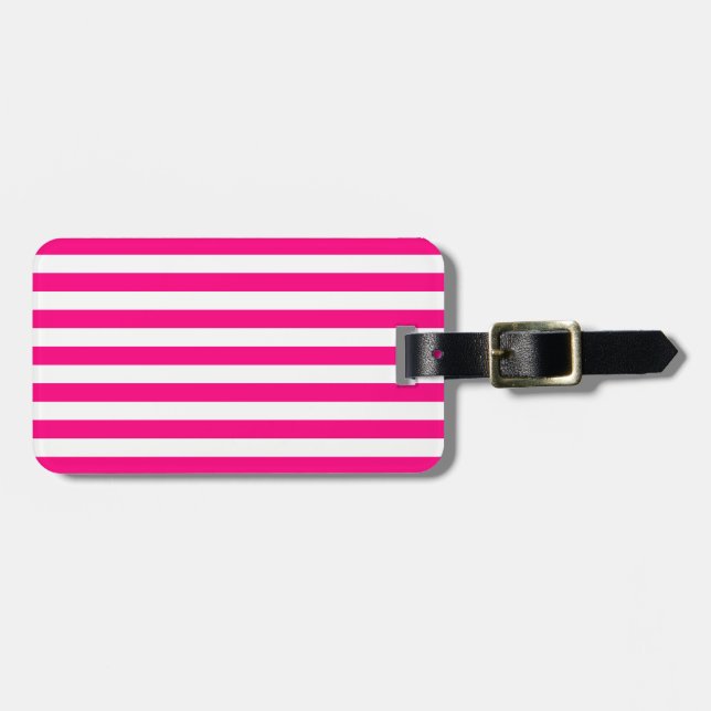 Hot Pink Stripes Pattern Luggage Tag (Front Horizontal)