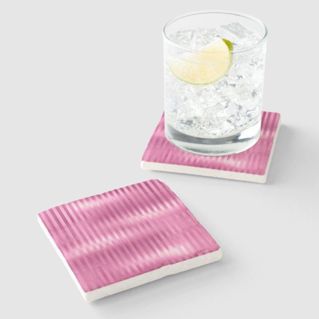 Hot Pink Stripes  Stone Coaster (Side)