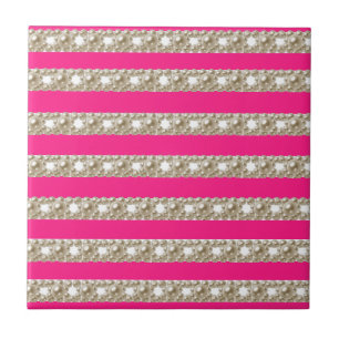 Hot Pink Stripes, Stripes, Striped Pattern, Lines Tile