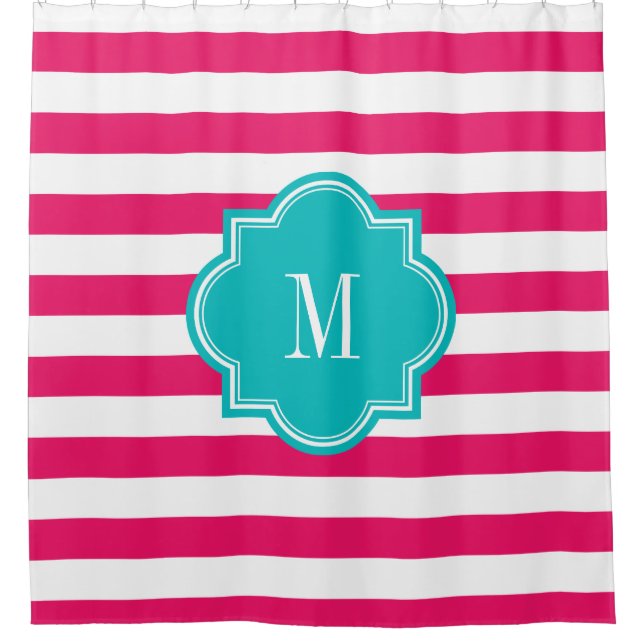 Hot Pink Stripes with Teal Monogram (Front)