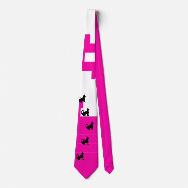 Hot Pink Summer Brights Black Cats CricketDiane Tie (Front)