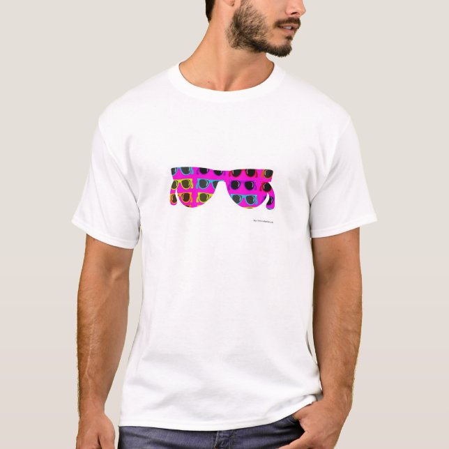 Hot Pink Sunglasses Epic Neon Retro Design T-Shirt (Front)