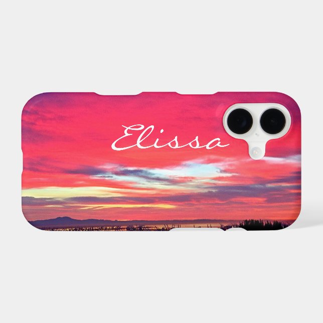 Hot Pink Sunset Coastal California Script Name (Back (Horizontal))