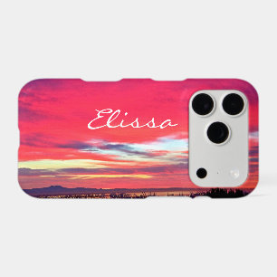 Hot Pink Sunset Coastal Landscape Script Name Bold