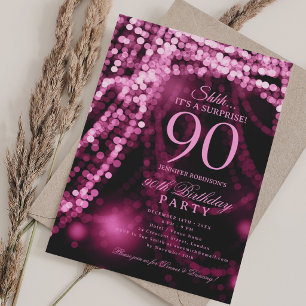 Hot Pink   Surprise 90th Birthday Party  Invitation