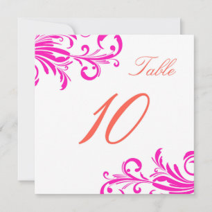 Hot Pink Swanky Swirls Table 10 Invitation
