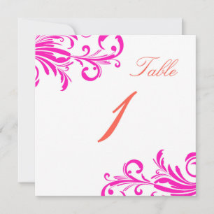 Hot Pink Swanky Swirls Table 1 Invitation