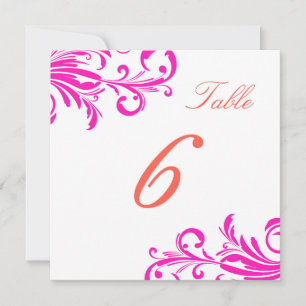 Hot Pink Swanky Swirls Table 6 Invitation