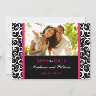 Hot Pink Swirl Photo Save the Date
