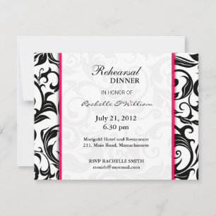 Hot Pink Swirl Rehearsal Dinner Card