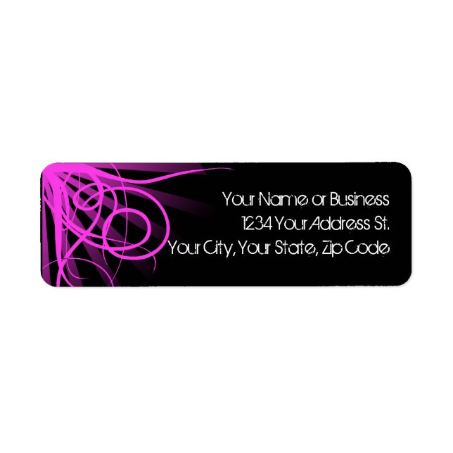 Hot Pink Swirl Return Address Labels (Front)