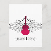 Hot Pink Swirls Guitar Table Postcard