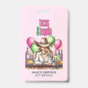Hot Pink Tacos Birthday Bachelorette Bridal Shower Badge