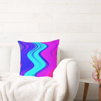 Hot pink, Teal, and Blue Paint Stripes. Throw Pillow
