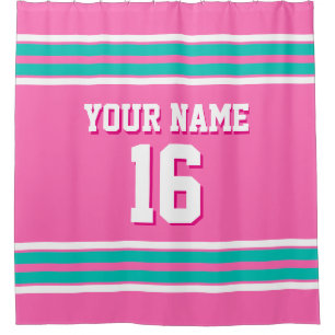 Hot Pink Teal White Stripes Sports Jersey