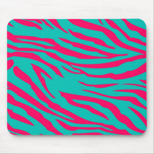 Hot Pink Teal Zebra Print Personalized Mousepad