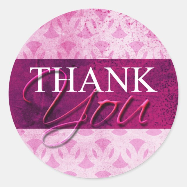 Hot Pink Thank You Envelope Label Seal Stickers (Front)
