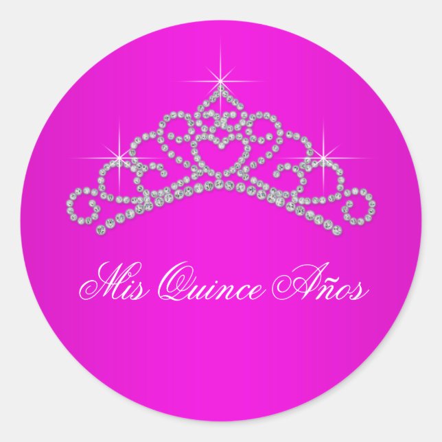 Hot Pink Tiara Sweet 15 16 Quinceana Label (Front)