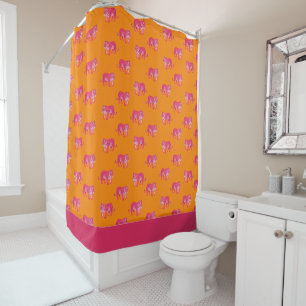 Hot Pink Tiger on Bold Orange Boho Pattern