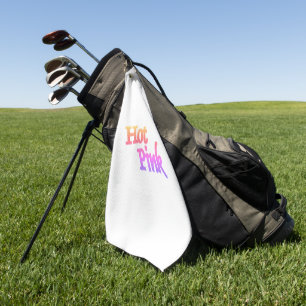 Hot Pink tinted white golf towel