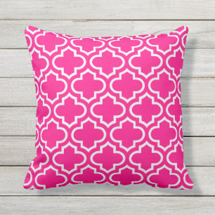 Hot Pink Trellis Pattern Outdoor Pillows