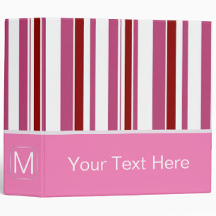 Hot Pink Trendy Stripes Pattern Binder
