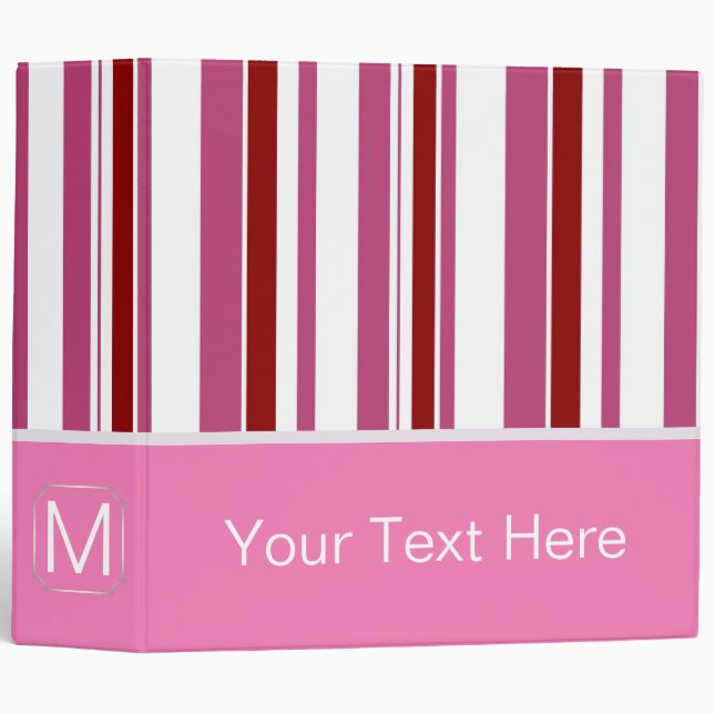 Hot Pink Trendy Stripes Pattern Binder (Front/Spine)