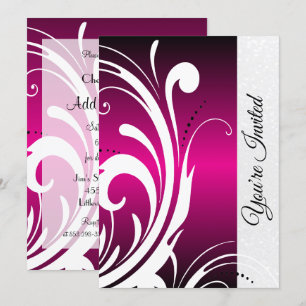 Hot Pink & Trendy Swirls Party Invitation