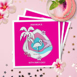 Hot Pink Tropical Flamingo 60th Birthday Party Napkin<br><div class="desc">Celebrate your 60th birthday in style with these hot pink paper napkins featuring a paper cutout effect design with tropical foliage and a flamingo. The pink,  white,  and turquoise blue colours give it a chic and fresh feel. Let's get this party started and flamingle!</div>