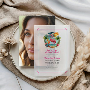 Hot-Pink Tropical Flamingo Graduation Party Vellum Invitations