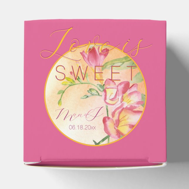 Hot Pink Tropical Freesia Favor Box (Top)