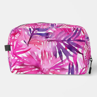 Hot Pink Tropical Palm Leaves Dopp Kit