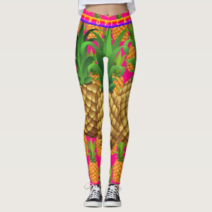 Hot Pink Tropical  Pineapple  Leggings