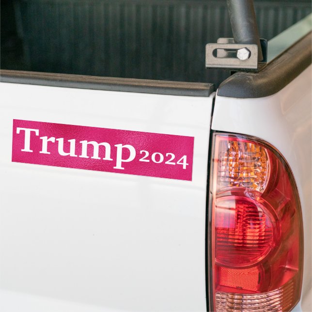 Hot Pink Trump 2024 Campaign Bumper Sticker (On Truck)