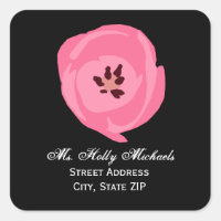 Hot Pink Tulip Address Label Sticker