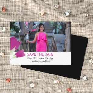 Hot Pink Tulips Sweet 16 Save the Date Card