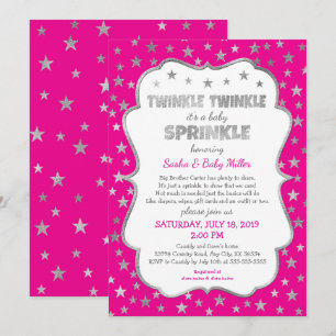 Hot Pink Twinkle Twinkle Baby Sprinkle invitations