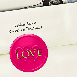 Hot Pink Two Hearts Intertwined Wedding Classic Round Sticker