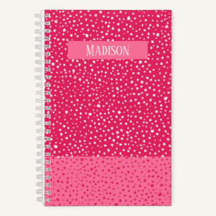 Hot Pink Two-Tone Painted Smudge Dots Personalized Notebook