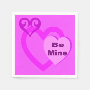 Hot Pink Valentine Hearts Party Napkins