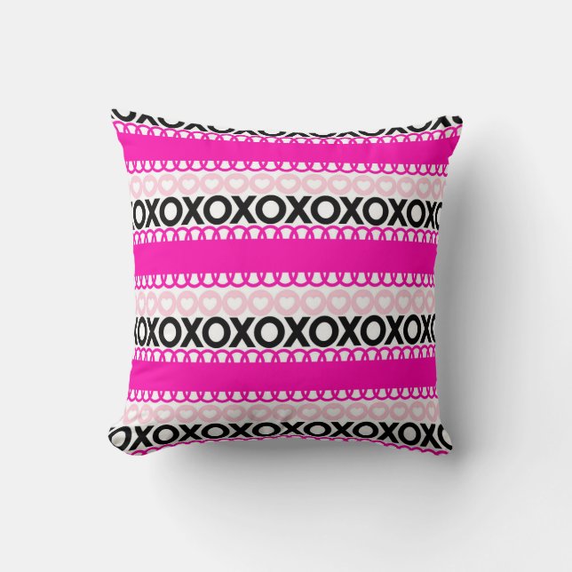 Hot Pink Valentine Throw Pillow (Front)