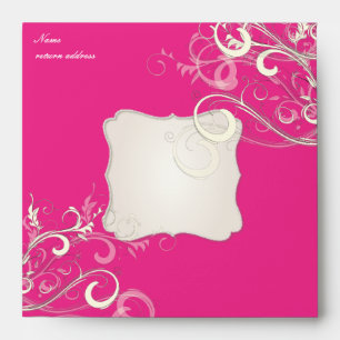 Hot Pink Vanilla Swirls, 5.25x5.25 Envelopes