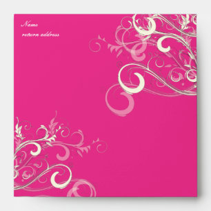 Hot Pink Vanilla Swirls, 5.25x5.25 Envelopes